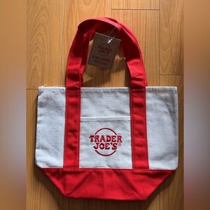 Trader Joe's Red and White Mini Canvas Tote Bag
